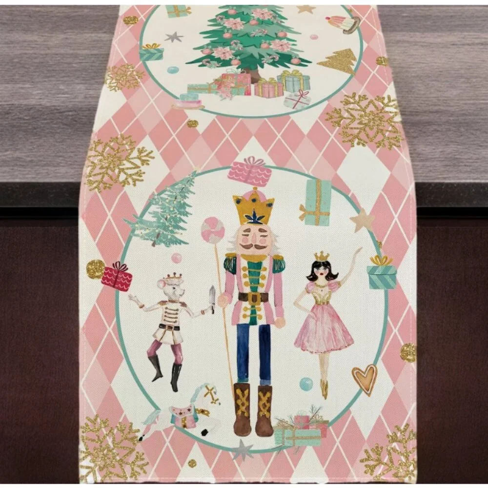 Nutcracker Table Runner Christmas Decor Holiday Decoration Decorative Cloth 90